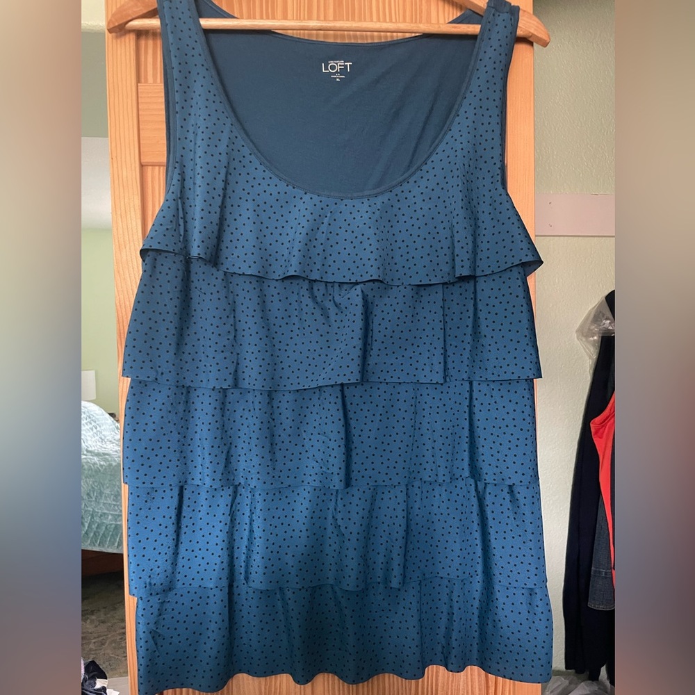LOFT Blue Ruffle Tank Top